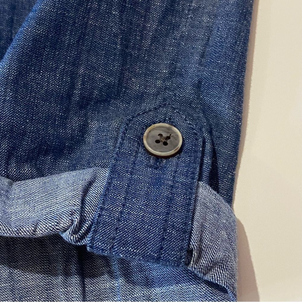 Talbots Petites Signature Rolled Cuff Blue Chambray Denim Ankle Pants Size 4P - Picture 11 of 16